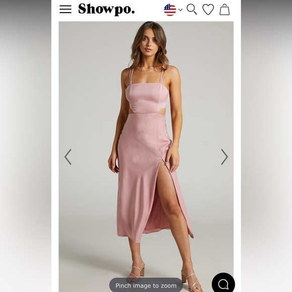 Showpo. TRUE DREAMER CUT OUT SLIP MIDI DRESS IN BLUSH - Picture 1 of 5